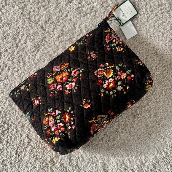 VTG Vera Bradley Chocolat Floral Cosmetic Case Wipeable Interior USA Made NEW - Picture 1 of 10